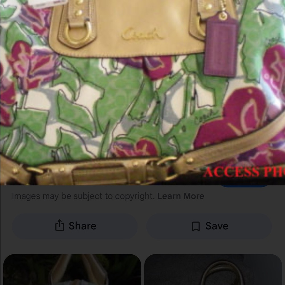 Coach Ashley 2011 Pink & Green Floral Canvas Tote with Gold Leather Accents - Picture 8 of 14